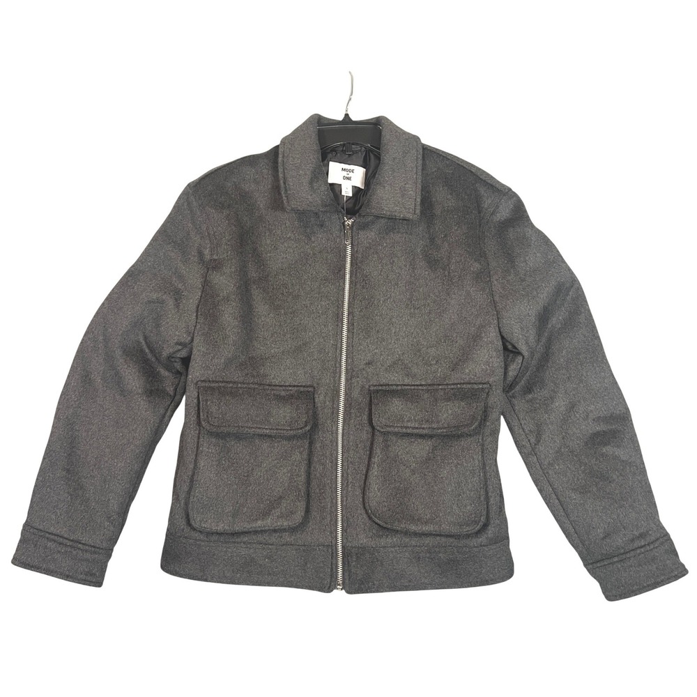 Macy's Mode of One Wool Blend Utility Pocket Jacket Men's S Gray Soft Structured